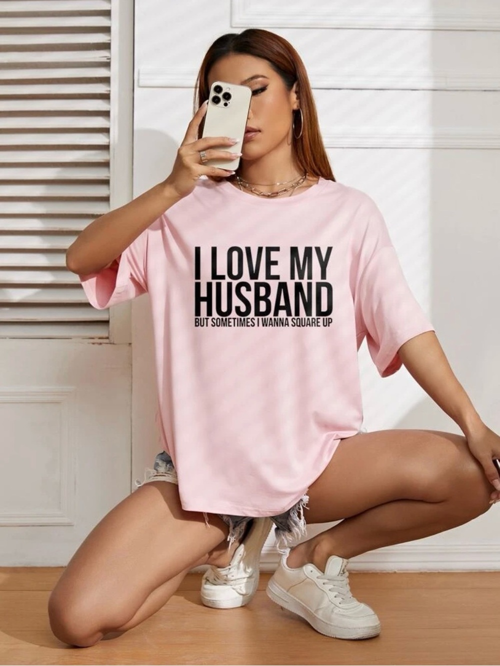 🩷 NEW 🩷 Pink Graphic Tee "I Love My Husband" Size Large 🩷